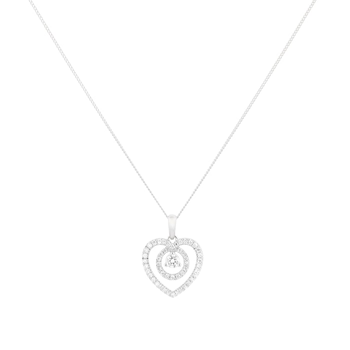 Goldsmiths 18ct White Gold 0.35cttw Diamond Heart Pendant