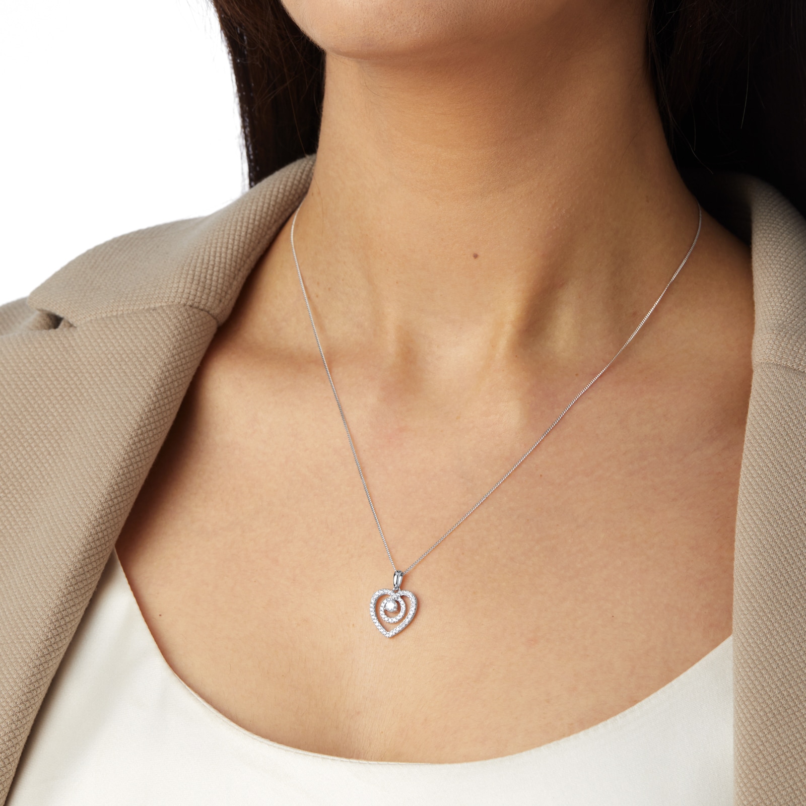 Best Luxury 
18ct White Gold 0.35cttw Diamond Heart Pendant