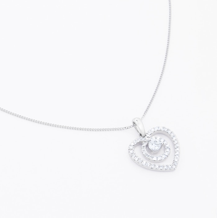 Goldsmiths 18ct White Gold 0.35cttw Diamond Heart Pendant