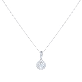 Goldsmiths 9ct White Gold 0.40cttw Round Halo Pendant