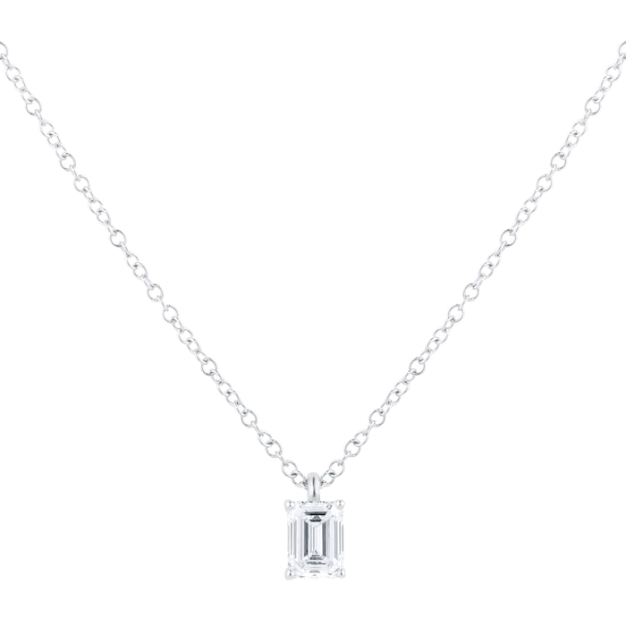 Goldsmiths Platinum 0.50ct Diamond Emerald Floating Solitaire Pendant