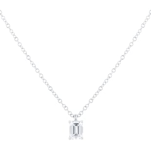 Goldsmiths Platinum 0.50ct Diamond Emerald Floating Solitaire Pendant