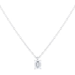 12143551 - Platinum 0.50ct Diamond Emerald Floating Solitaire Pendant
