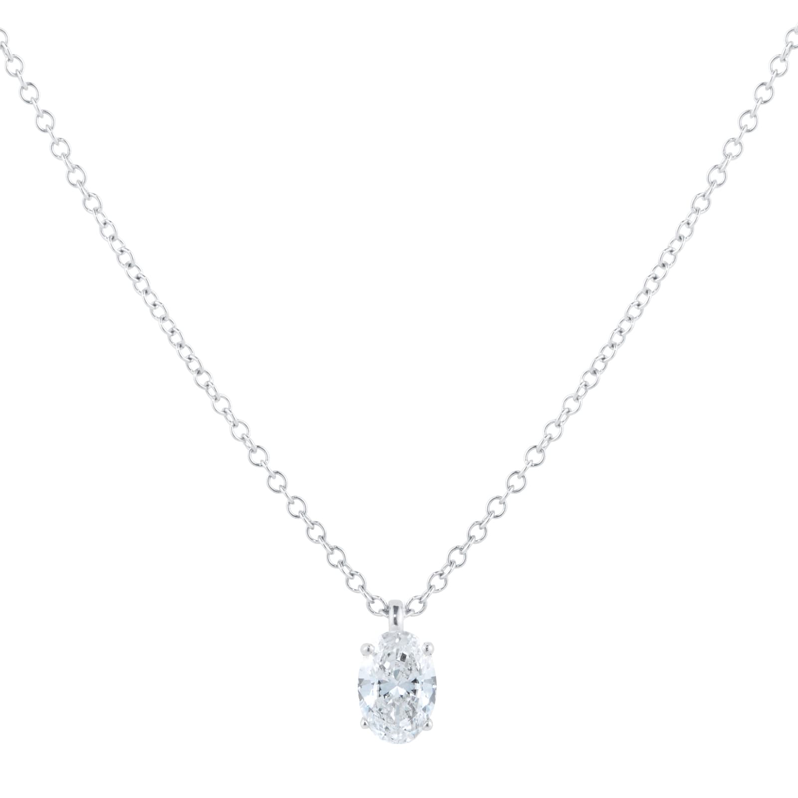 Goldsmiths Platinum 0.50ct Diamond Oval Floating Solitaire Pendant