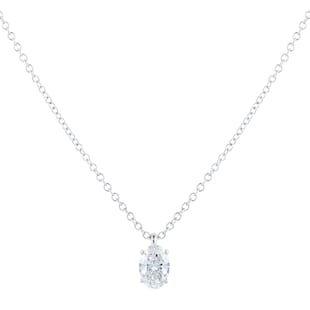 Goldsmiths Platinum 0.50ct Diamond Oval Floating Solitaire Pendant