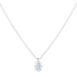 12143552 - Platinum 0.50ct Diamond Oval Floating Solitaire Pendant