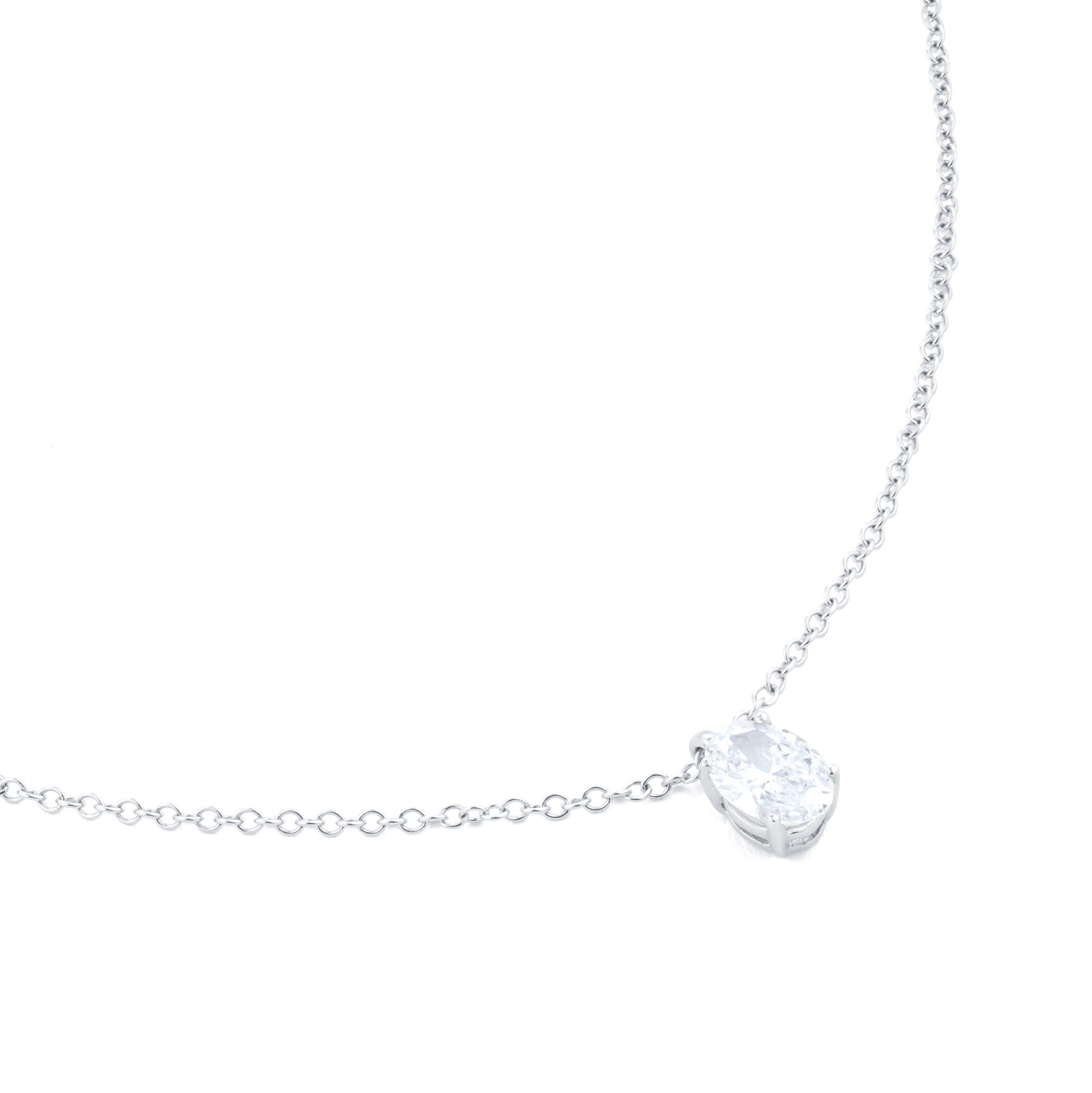 Goldsmiths Platinum 0.50ct Diamond Oval Floating Solitaire Pendant 18 ...