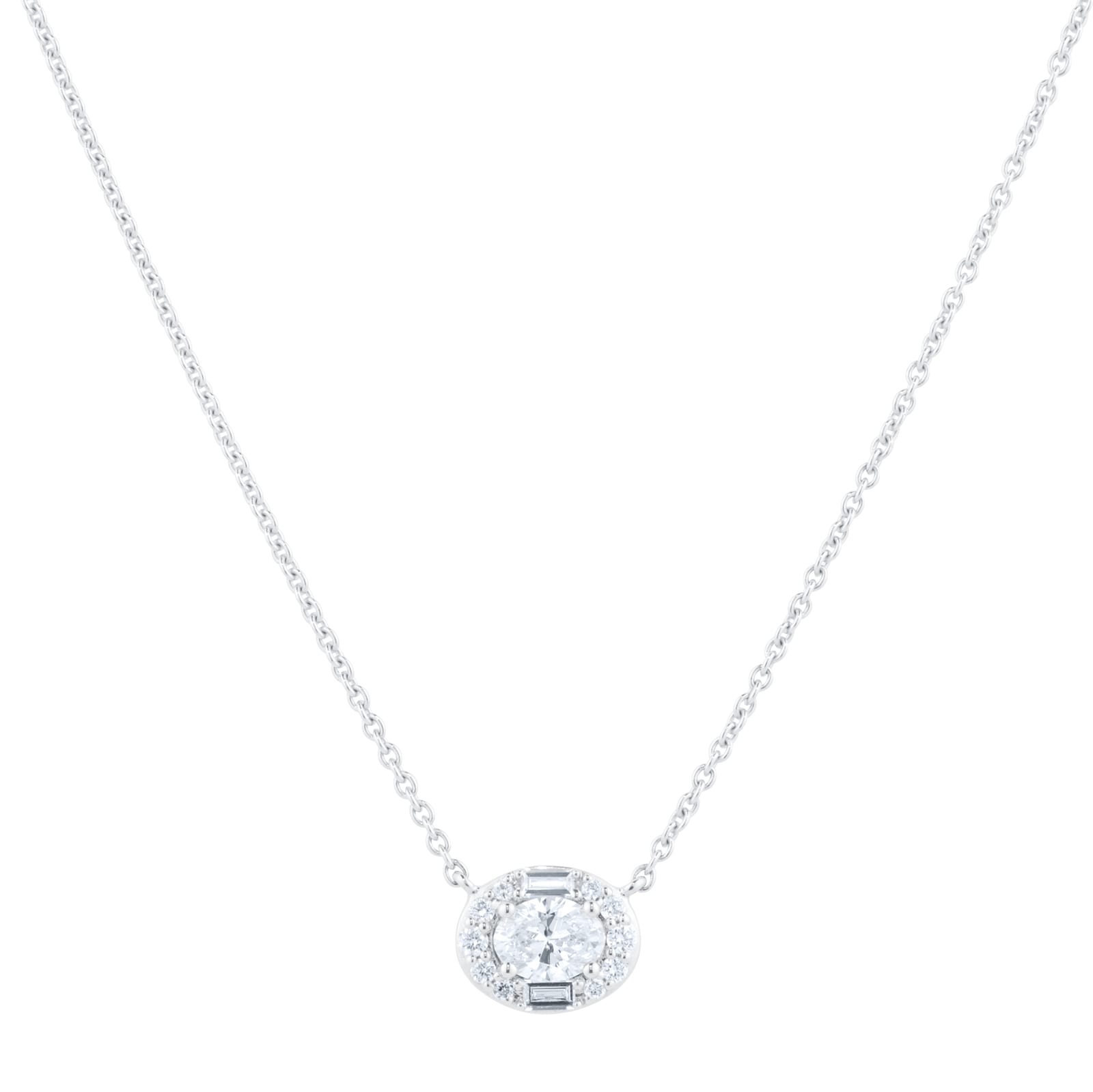 Goldsmiths 18ct White Gold 0.42cttw Diamond Oval Cluster Pendant