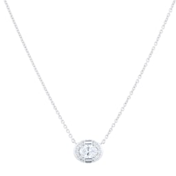 12143553 - 18ct White Gold 0.42cttw Diamond Oval Cluster Pendant