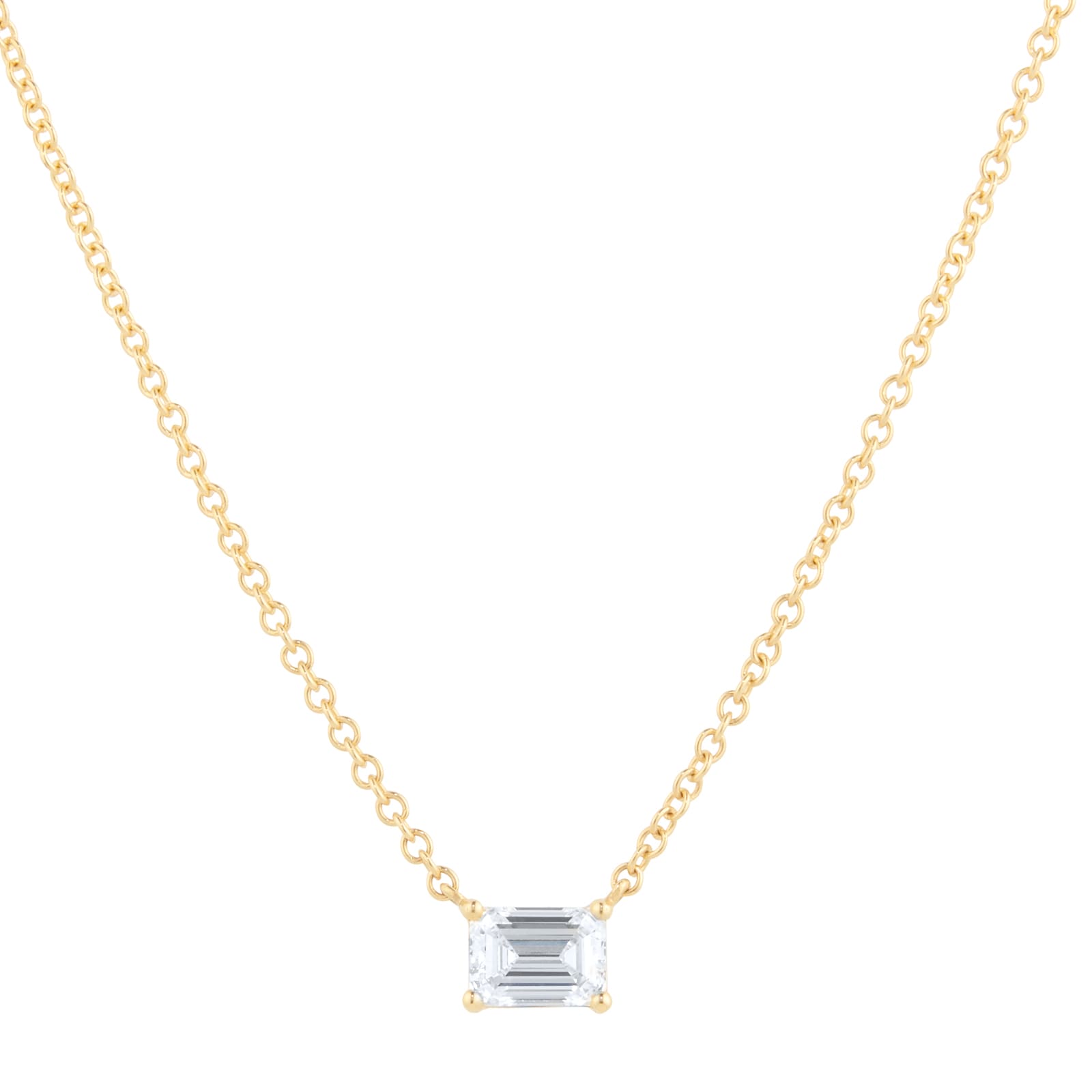 Goldsmiths 18ct Yellow Gold 0.50cttw Diamond Emerald Cut Pendant