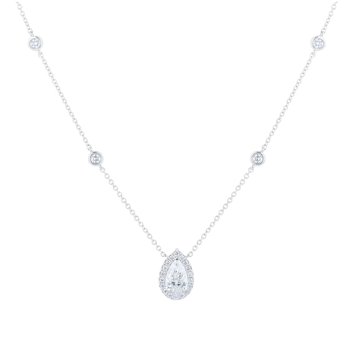 Mappin & Webb 18ct White Gold 1.40cttw Pear Cut Halo Diamond Pendant