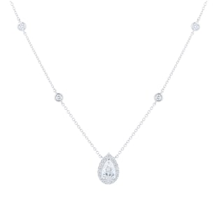 Mappin & Webb 18ct White Gold 1.40cttw Pear Cut Halo Diamond Pendant
