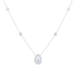 12143561 - 18ct White Gold 1.40cttw Pear Cut Halo Diamond Pendant