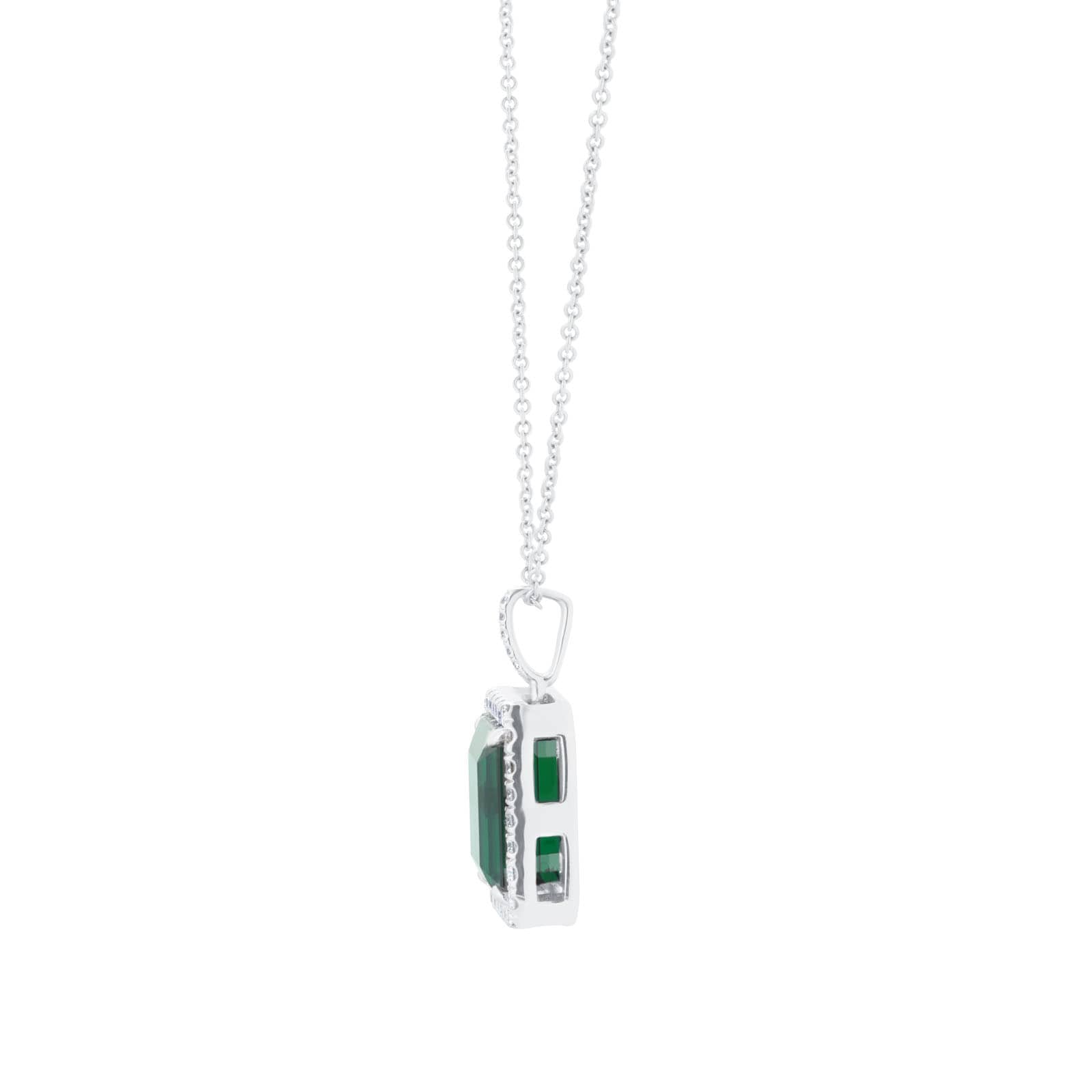 Mappin & Webb 18ct White Gold Green Tourmaline & Diamond Pendant Mappin & Webb 18ct White Gold Green Tourmaline & Diamond Pendant