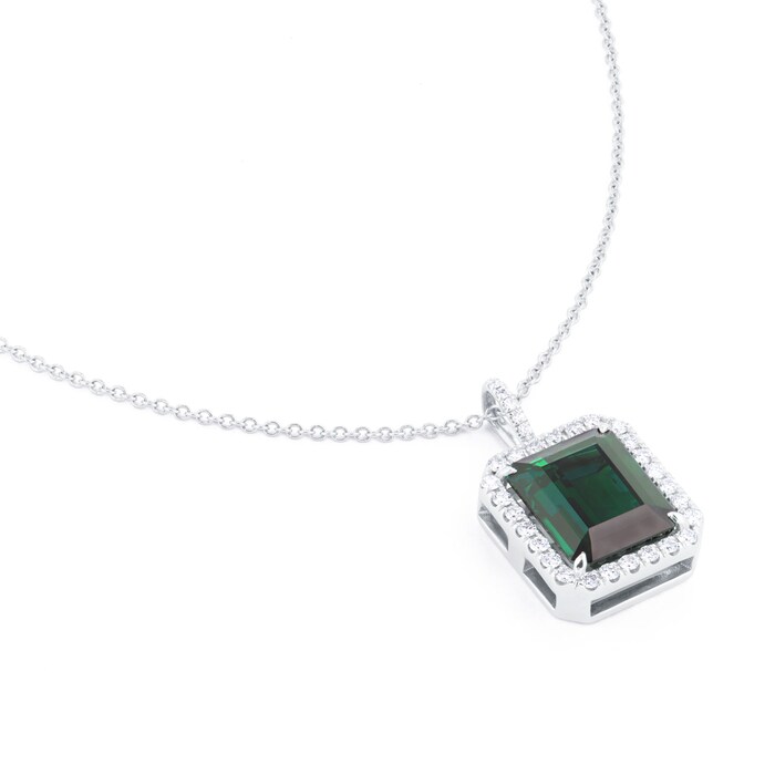 Mappin & Webb 18ct White Gold Green Tourmaline & Diamond Pendant