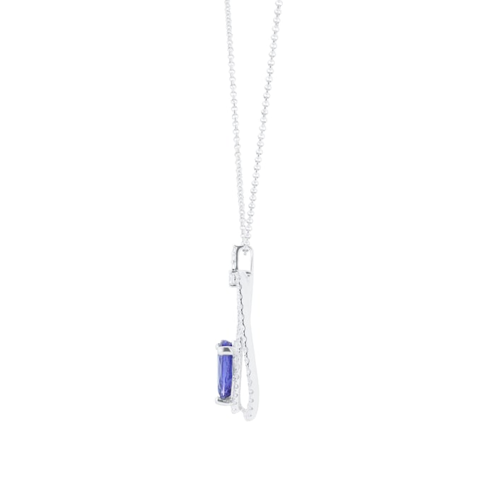 Mappin & Webb 18ct White Gold Oval Cut Tanzanite & Diamond Pendant