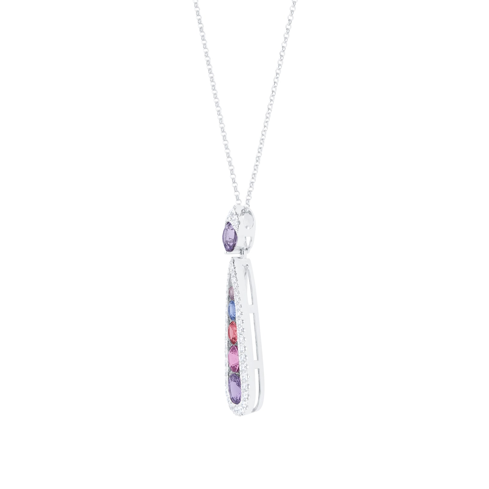 Mappin & Webb 18ct White Gold Mixed Sapphire & Diamond Pendant