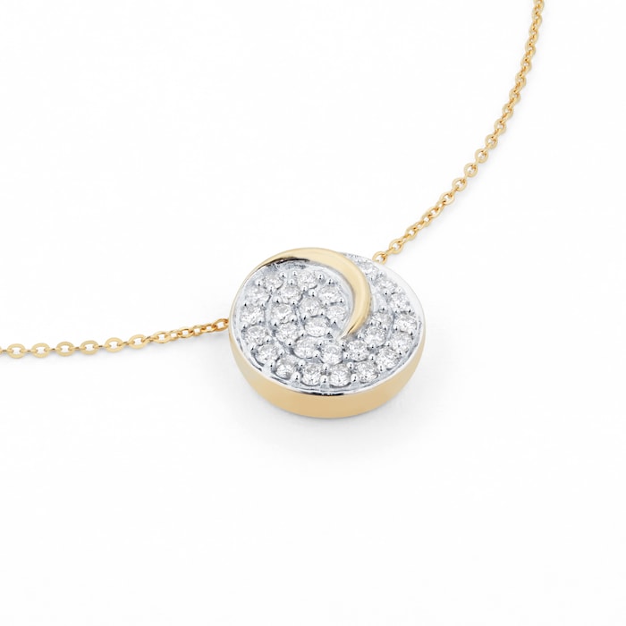 Goldsmiths 18ct Yellow Gold 0.28cttw Diamond Circle Halo Pendant