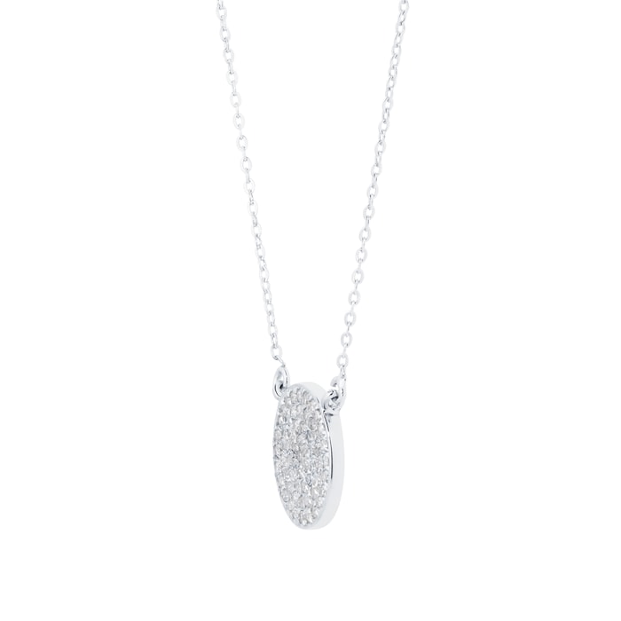 Goldsmiths 9ct White Gold 0.20cttw Diamond Halo Necklace DP1655W ...