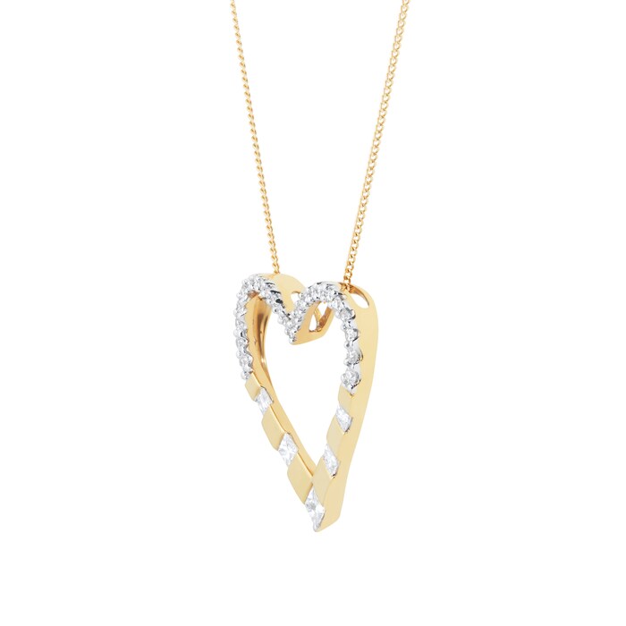 Goldsmiths 18ct Yellow Gold 0.50cttw Diamond Heart Pendant