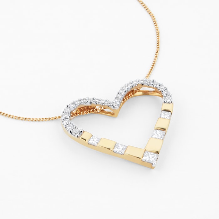 Goldsmiths 18ct Yellow Gold 0.50cttw Diamond Heart Pendant