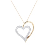 Goldsmiths 9ct Yellow Gold 0.05cttw Diamond Heart Pendant