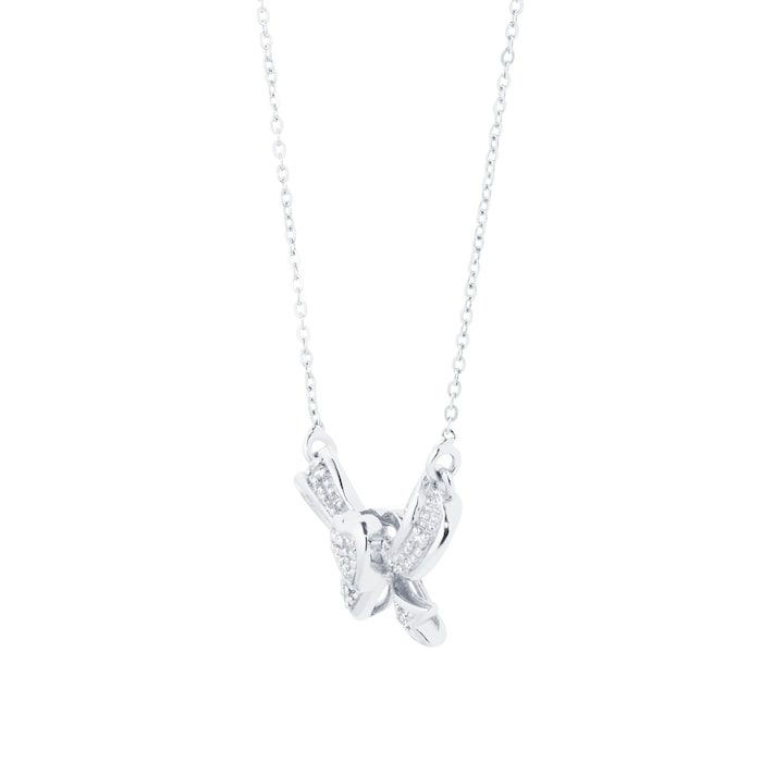 Goldsmiths 9ct White Gold 0.05cttw Diamond Bow Necklace