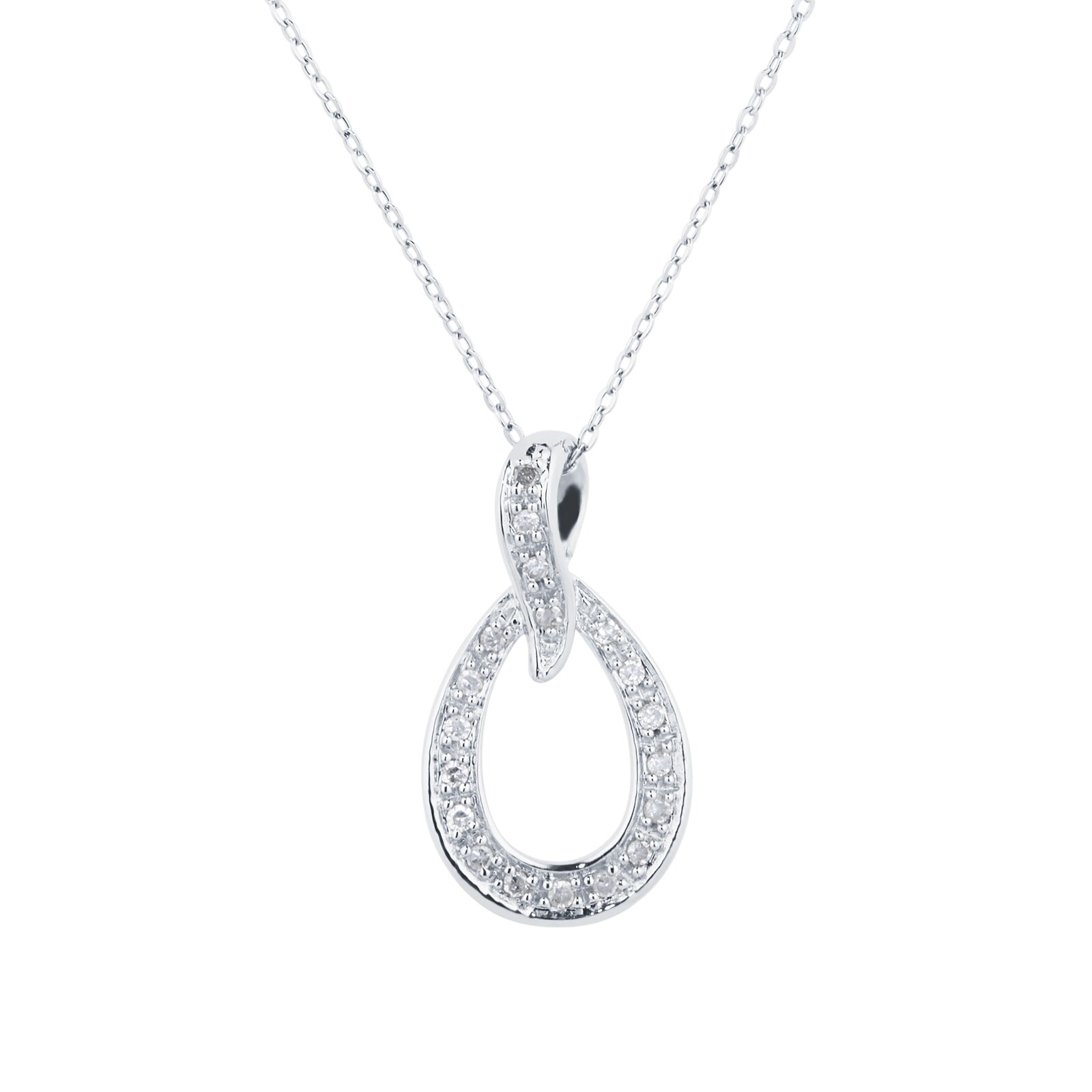 Goldsmiths 9ct White Gold 0.07cttw Diamond Teardrop Diamond Pendant