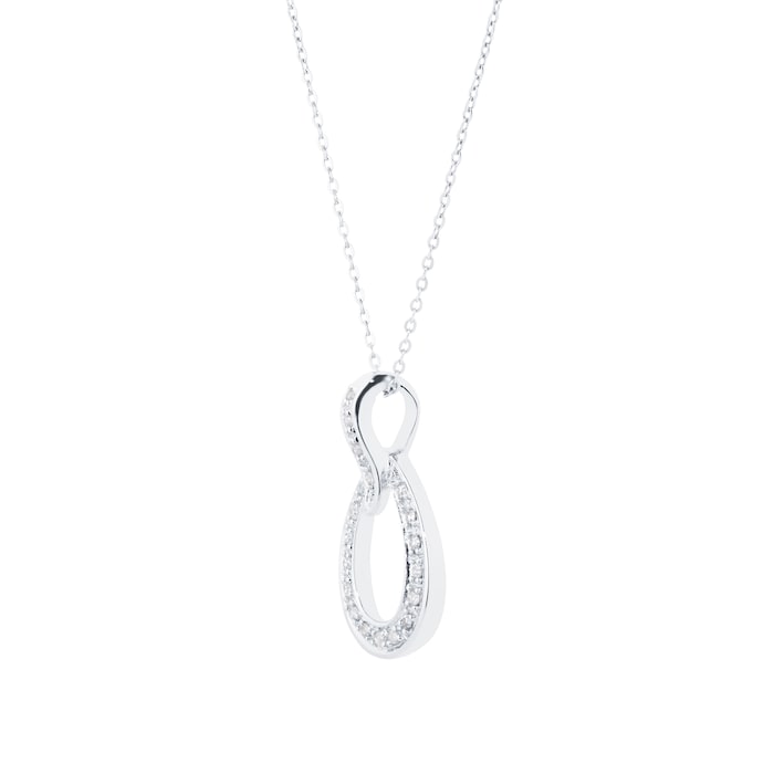 Goldsmiths 9ct White Gold 0.07cttw Diamond Teardrop Diamond Pendant