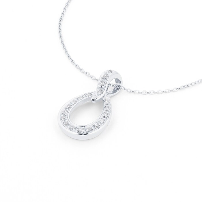 Goldsmiths 9ct White Gold 0.07cttw Diamond Teardrop Diamond Pendant