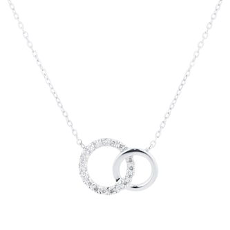 Goldsmiths 9ct White Gold 0.05cttw Diamond Circle Necklace Goldsmiths 9ct White Gold 0.05cttw Diamond Circle Necklace