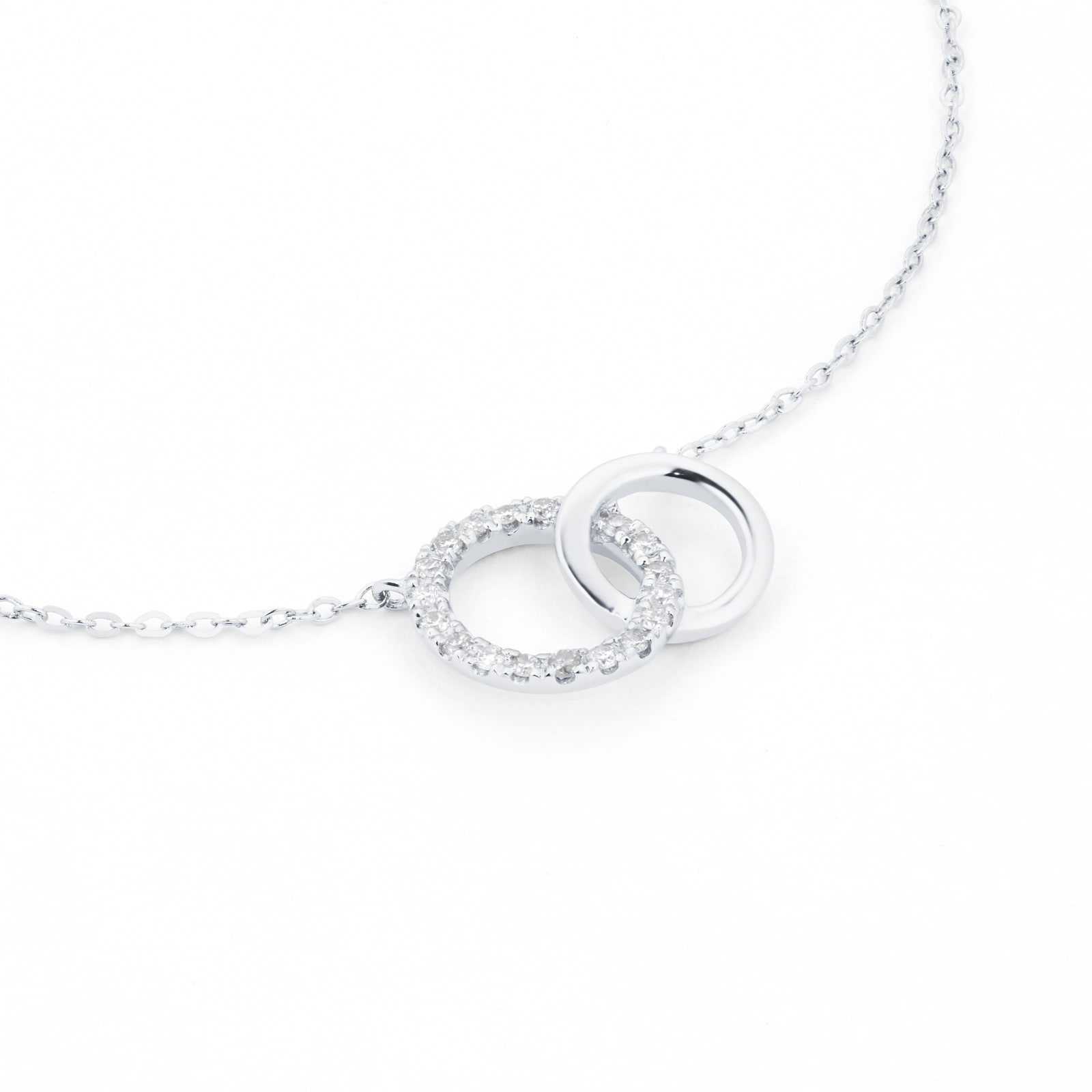 Goldsmiths 9ct White Gold 0.05cttw Diamond Circle Necklace