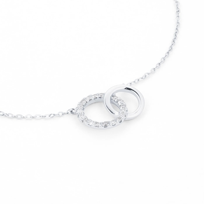 Goldsmiths 9ct White Gold 0.05cttw Diamond Circle Necklace