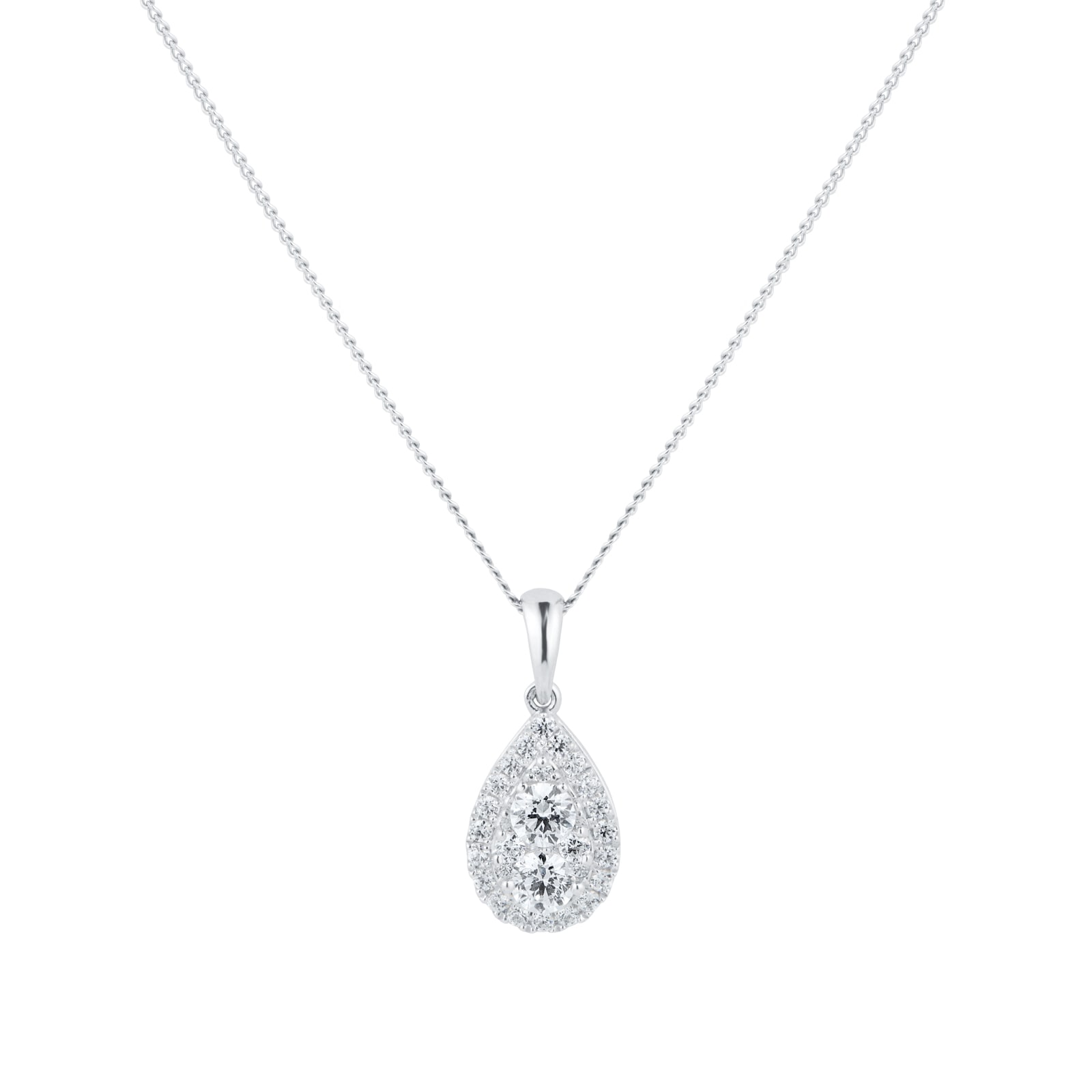 Diamond Necklaces, Single - Solitaire Diamond & White Gold