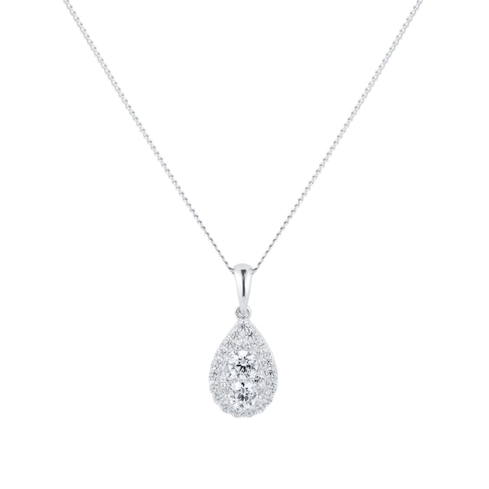 Goldsmiths 9ct White Gold 0.50ct Diamond Pear Cluster Pendant JEU4858 ...