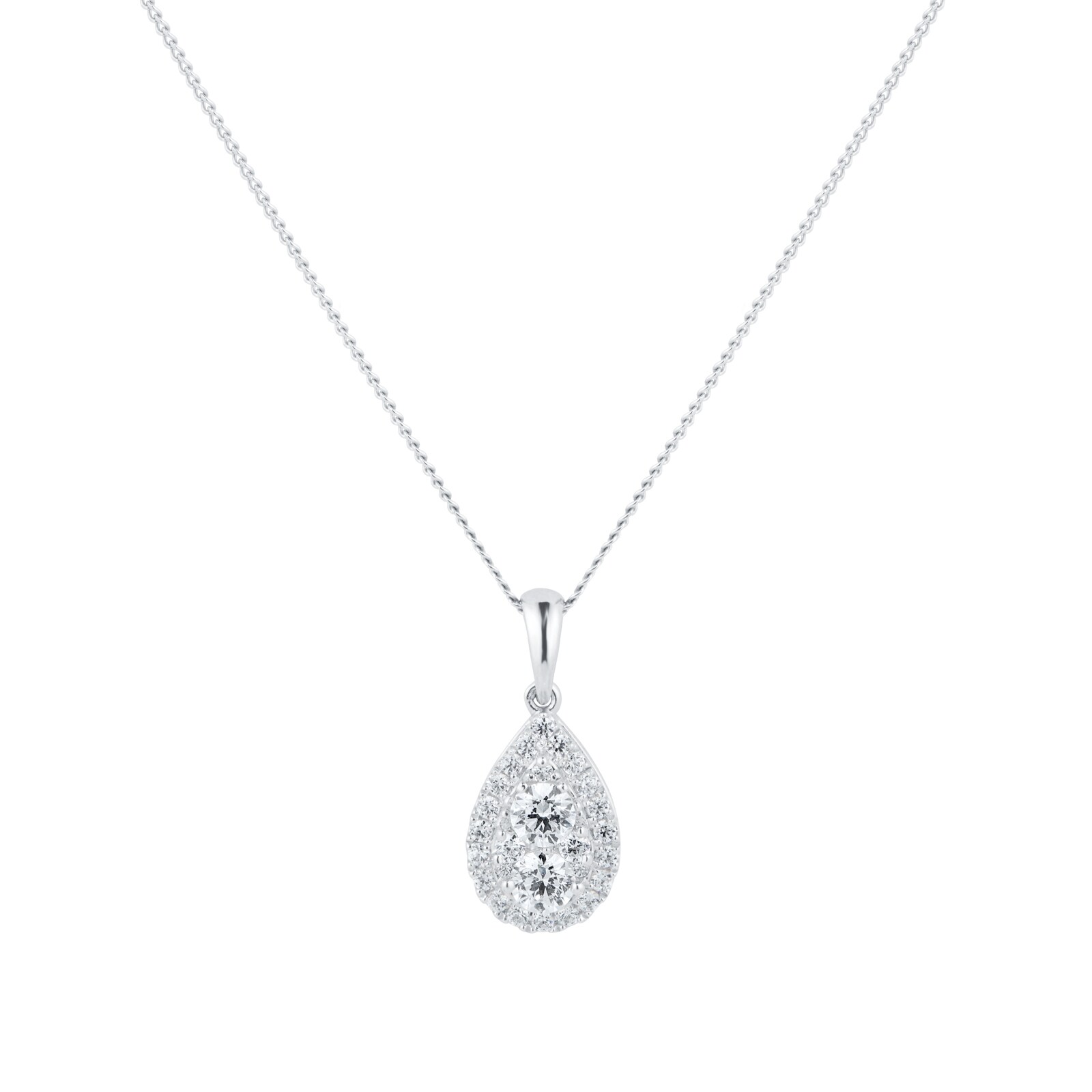 Goldsmiths 9ct White Gold 0.50ct Diamond Pear Cluster Pendant