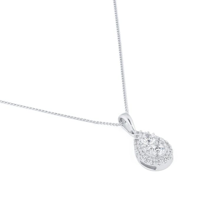 Goldsmiths 9ct White Gold 0.50ct Diamond Pear Cluster Pendant