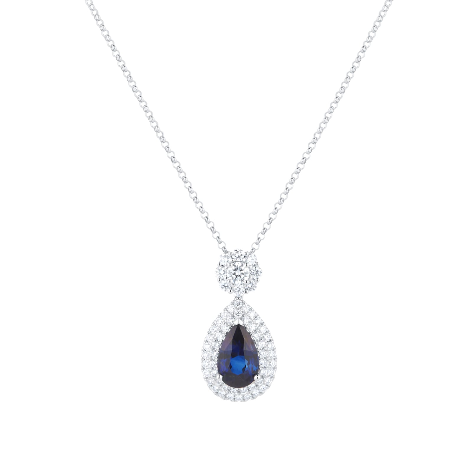 Mappin & Webb 18ct White Gold Sapphire & Diamond Pendant