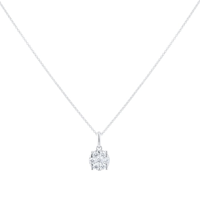 Goldsmiths 18ct White Gold 0.50ct Diamond Amore Cluster Pendant