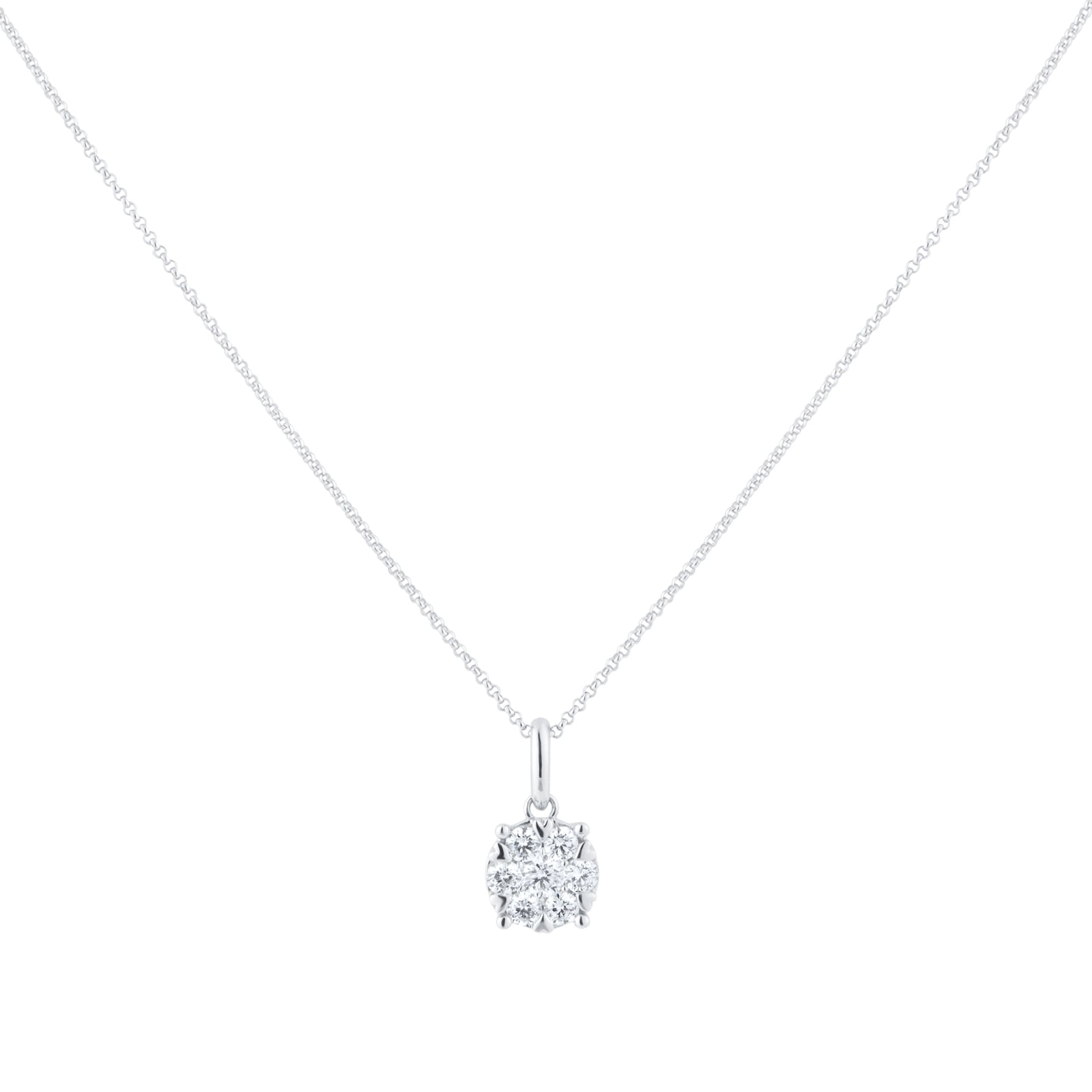 Goldsmiths 18ct White Gold 0.50ct Diamond Amore Cluster Pendant