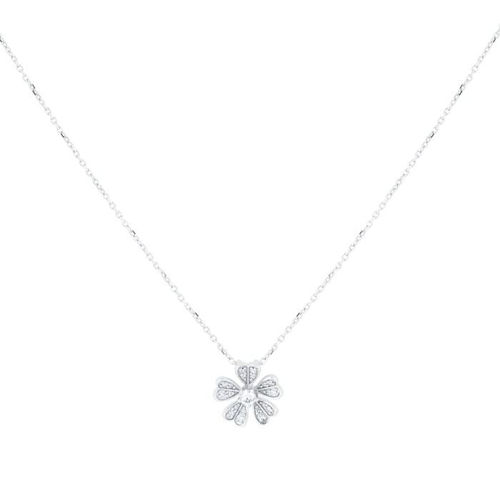 Goldsmiths 18ct White Gold 0.15ct Diamond Floral Pendant