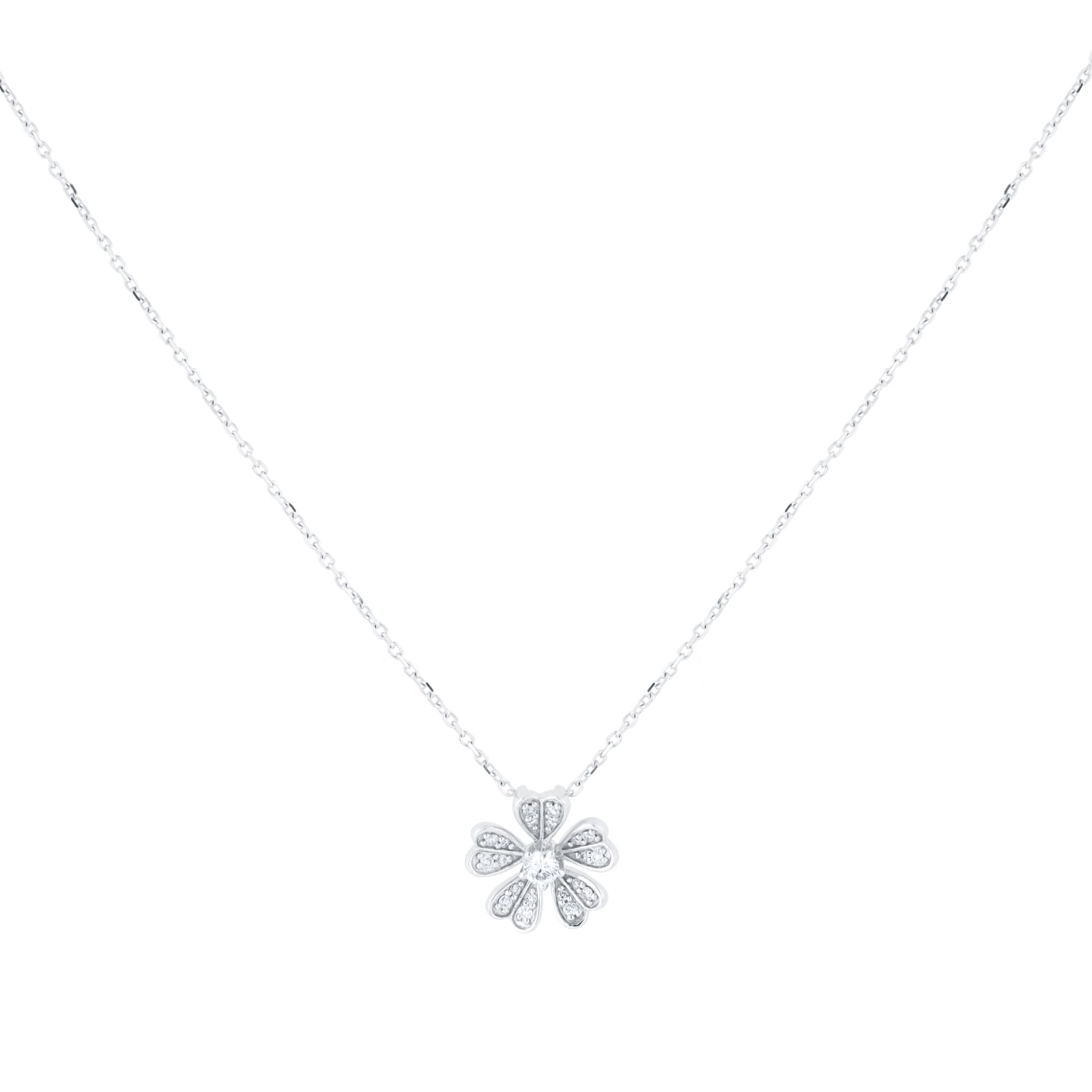 Goldsmiths 18ct White Gold 0.15ct Diamond Floral Pendant