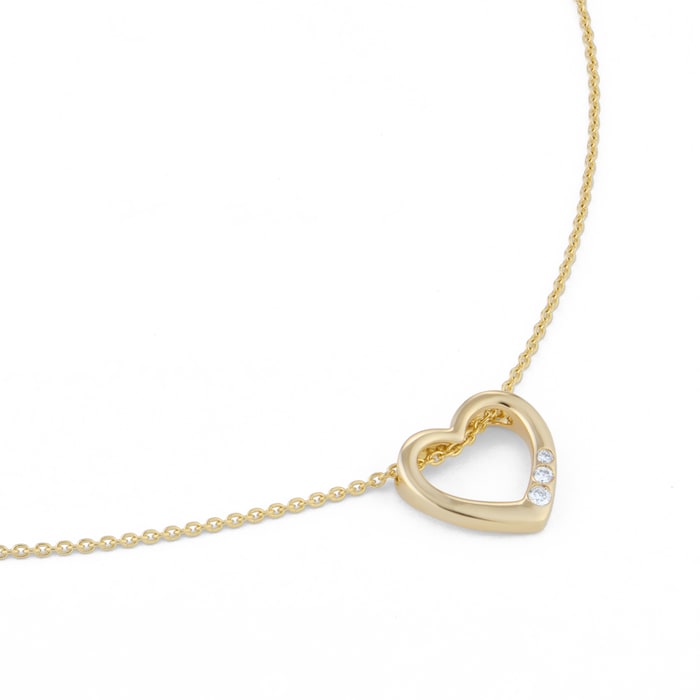 Goldsmiths 18ct Yellow Gold 0.04ct Diamond Heart Pendant