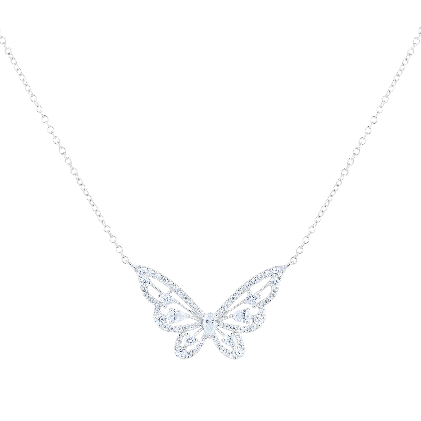 Mappin & Webb Limited Edition Riveret 18ct White Gold 0.95cttw Diamond Butterfly Necklace