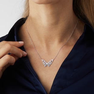 Mappin & Webb Limited Edition Riveret 18ct White Gold 0.95cttw Diamond Butterfly Necklace