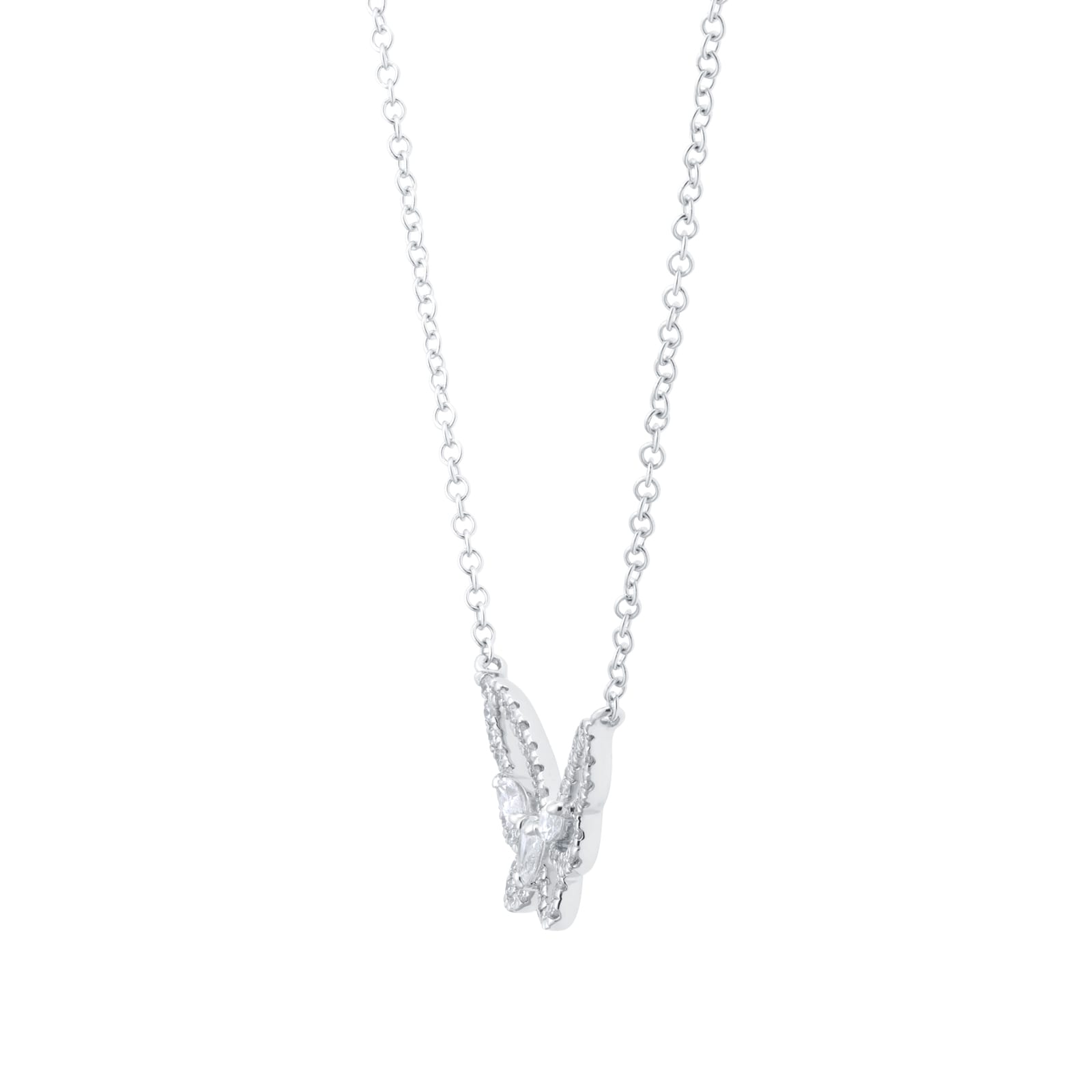 Mappin & Webb Limited Edition Riveret 18ct White Gold 0.40cttw Diamond Butterfly Necklace