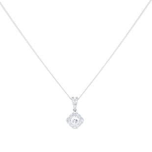 Goldsmiths 9ct White Gold 0.30ct Diamond Princess Cut Halo Pendant