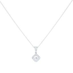 12143635 - 9ct White Gold 0.30ct Diamond Princess Cut Halo Pendant