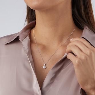 Goldsmiths 9ct White Gold 0.30ct Diamond Princess Cut Halo Pendant Goldsmiths 9ct White Gold 0.30ct Diamond Princess Cut Halo Pendant