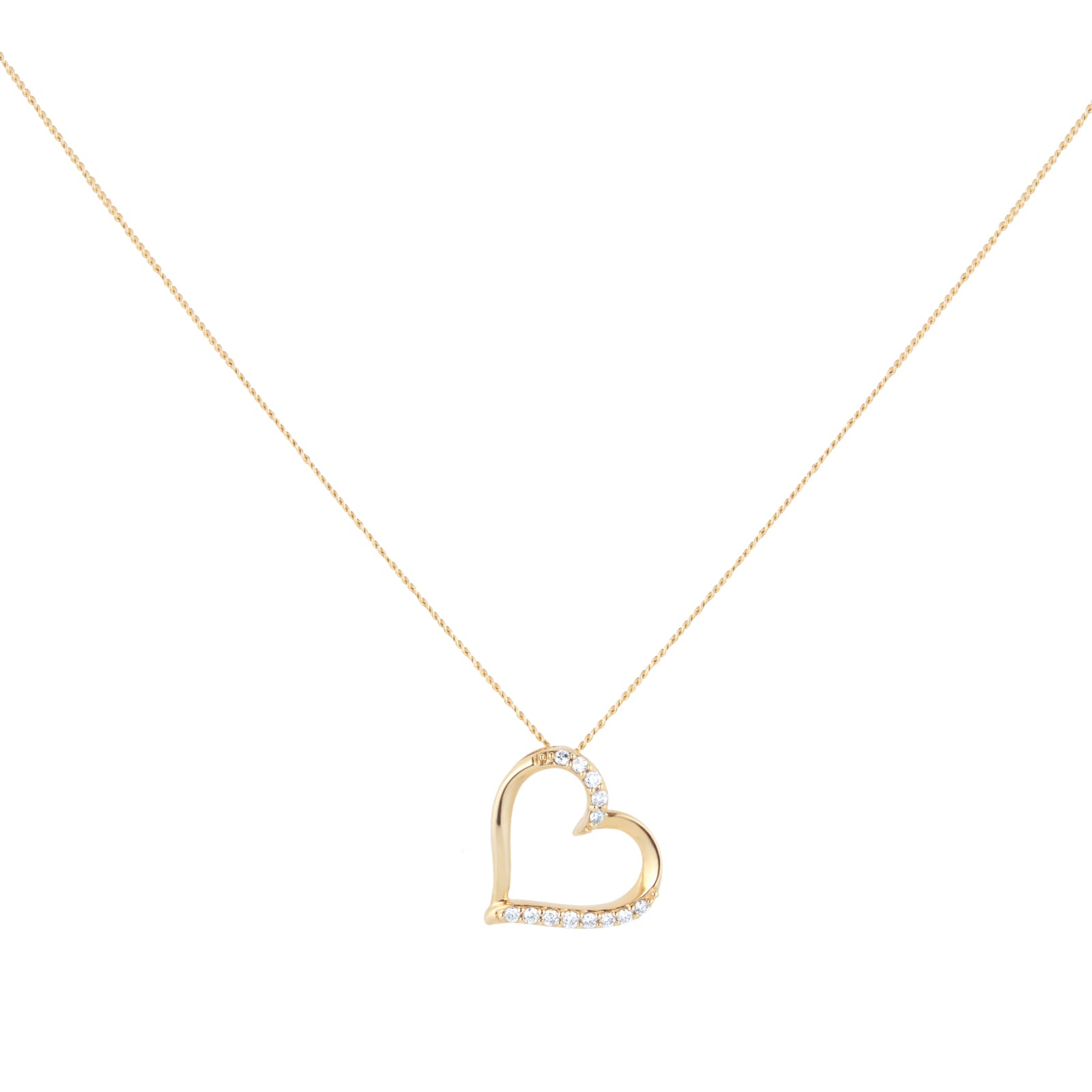 9ct Yellow Gold 0.10ct Diamond Heart Pendant